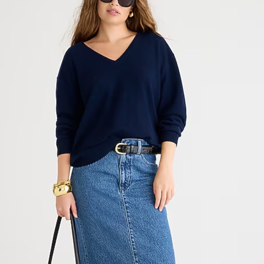 J. Crew Navy V-Neck Sweater cotton
